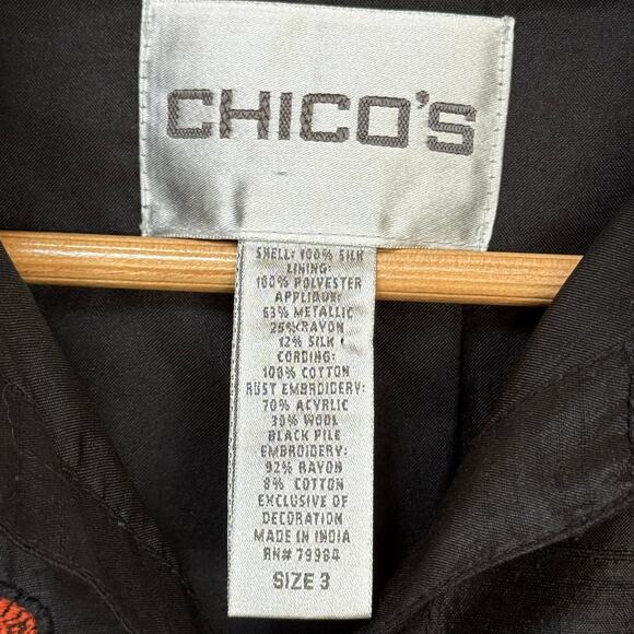 Chico's Embellished Beaded Silk Lightweight Jacket Sz XL or 16 - Picture 5 of 7